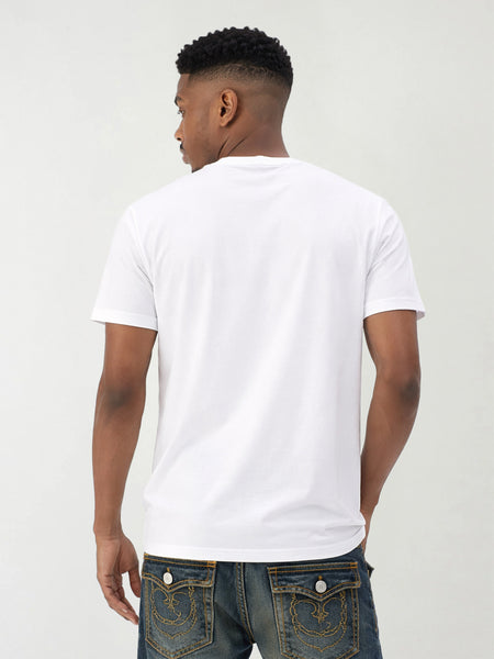 True Religion Men White Solid Regular Fit Pure Cotton T-Shirt