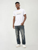 True Religion Men White Solid Regular Fit Pure Cotton T-Shirt