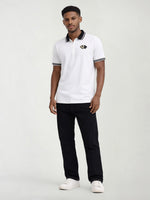 True Religion Men White Solid Regular Fit Polo T-Shirt