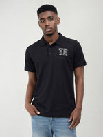 True Religion Men Black Solid Regular Fit Polo T-Shirt