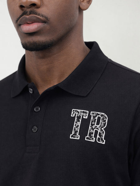True Religion Men Black Solid Regular Fit Polo T-Shirt