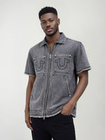 True Religion Men Grey Solid Regular Fit Shirt