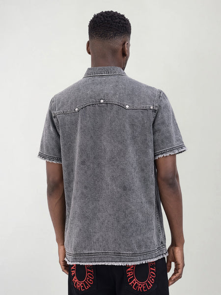 True Religion Men Grey Solid Regular Fit Shirt