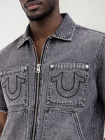 True Religion Men Grey Solid Regular Fit Shirt