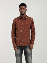 True Religion Men Brown Printed Regular Fit Shirt