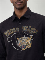 True Religion Men Black Embroidered Regular Fit Shirt
