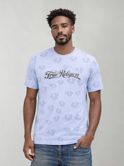 True Religion Men Blue Printed Regular Fit T-Shirt