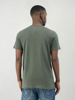 True Religion Men Green Solid Regular Fit T-Shirt