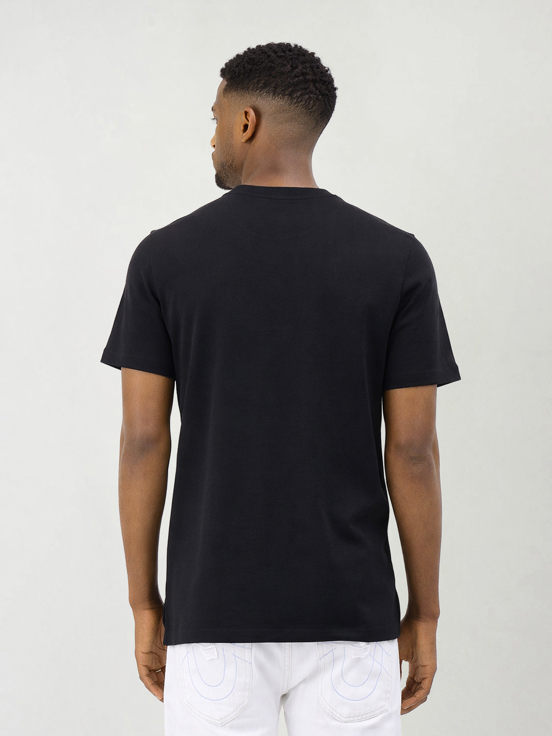 True Religion Men Black Solid Regular Fit T-Shirt