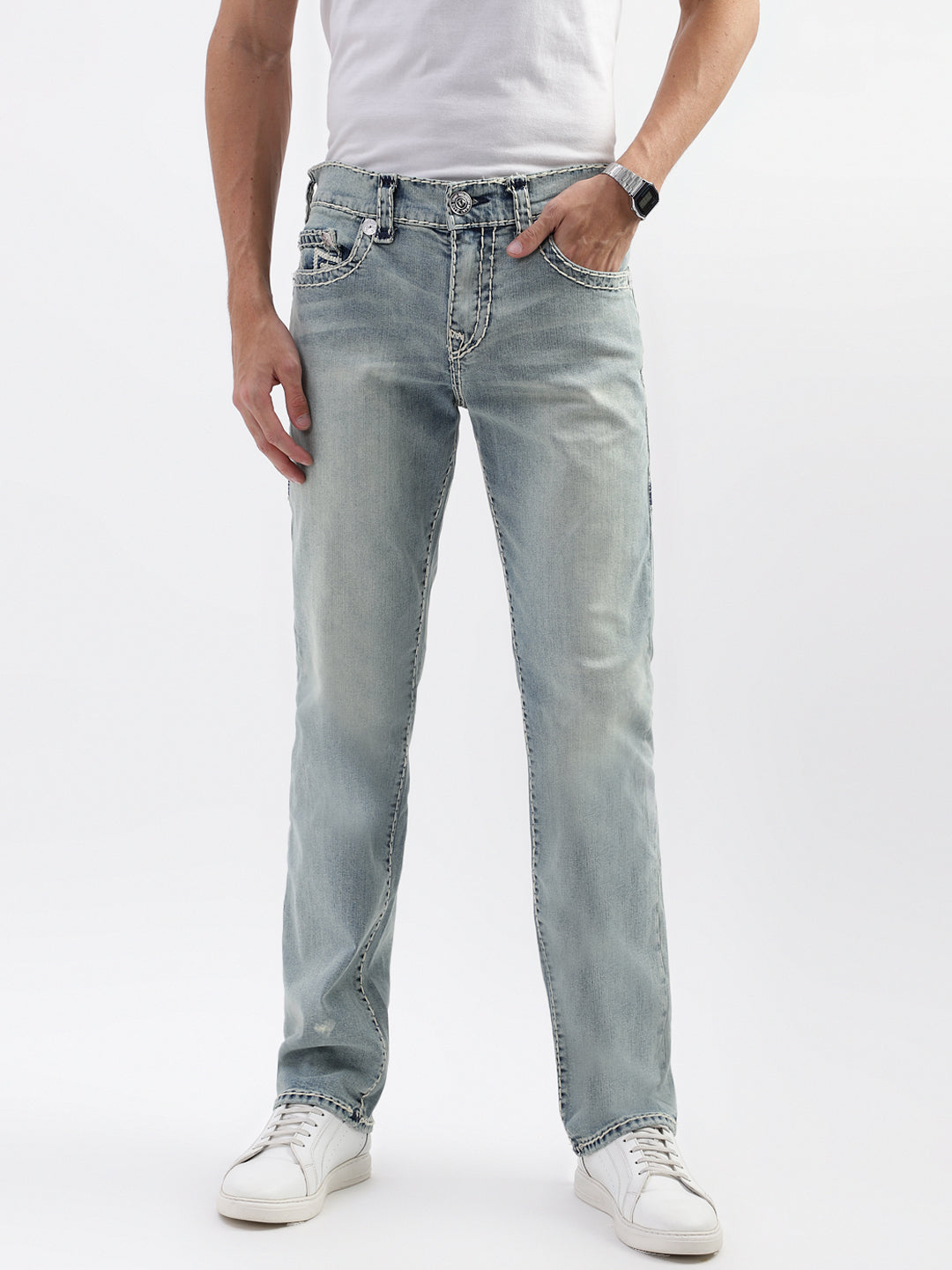 Men super t ricky straight fit light wash jeans