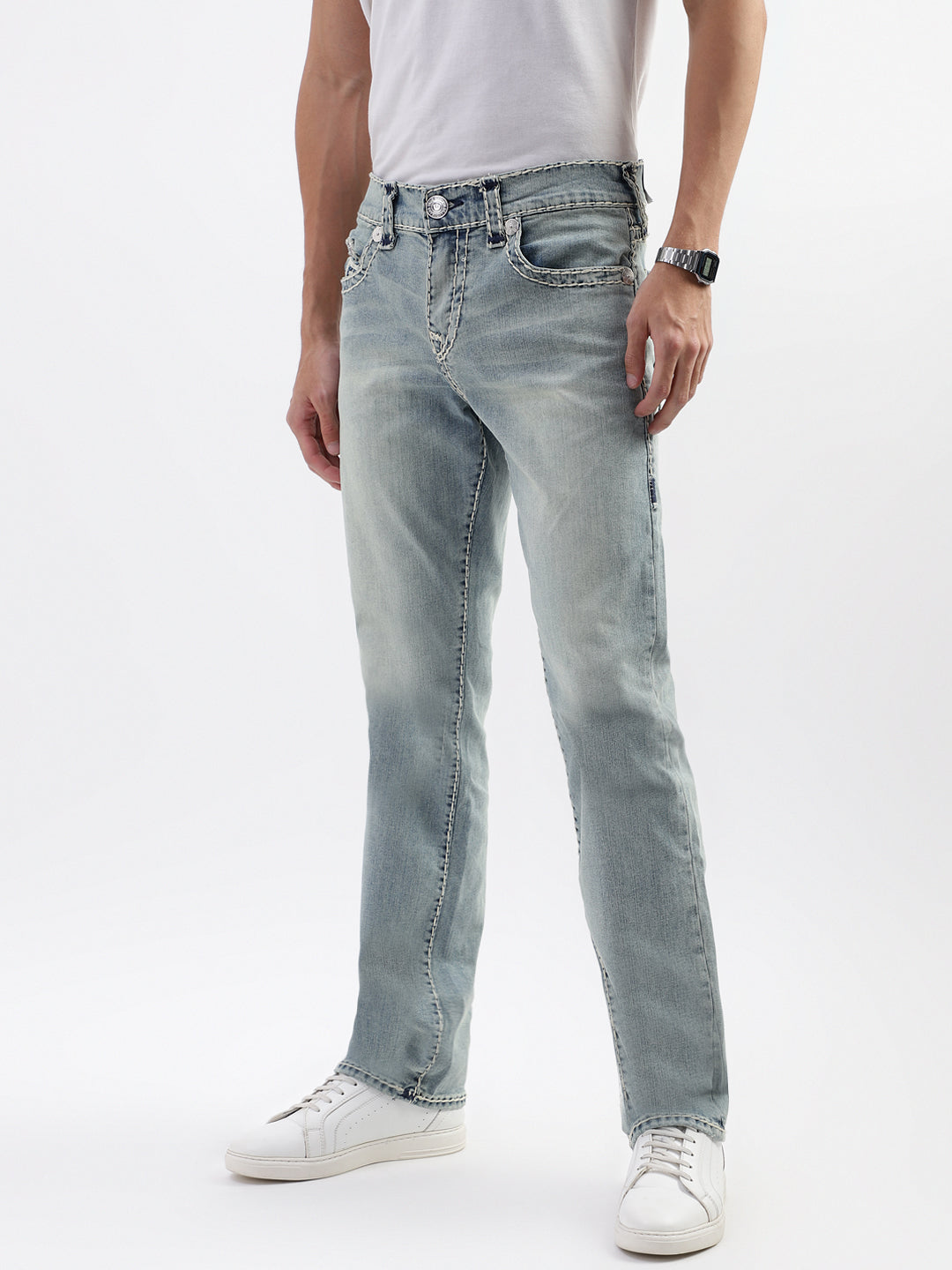 Men super t ricky straight fit light wash jeans