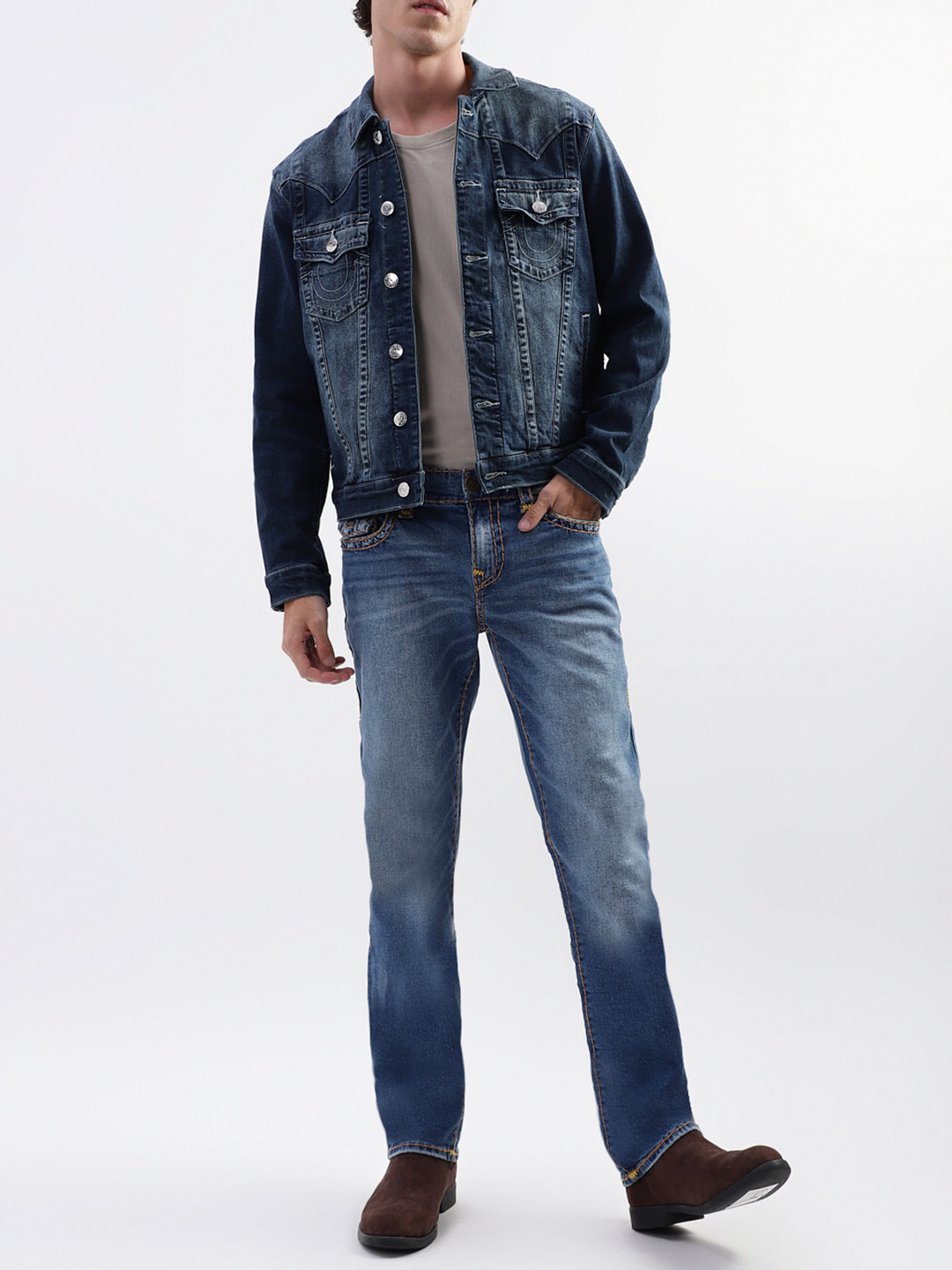 Men super t ricky straight fit medium wash jeans