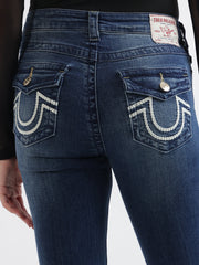 True Religion Womens Rope Stitch Becca Bootcut Fit Blue Mid Rise Jeans