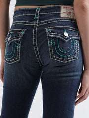 True Religion Womens Super T Billie Straight Fit Blue Mid Rise Jeans