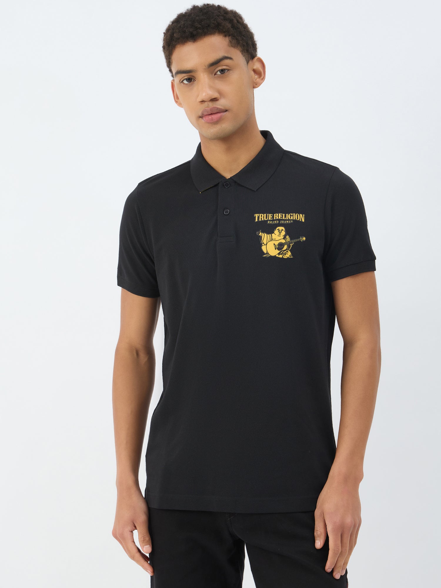 Men black polo tshirt
