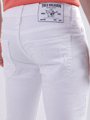 True Religion Mens Super T Rocco Slim Fit White Mid Rise Jeans