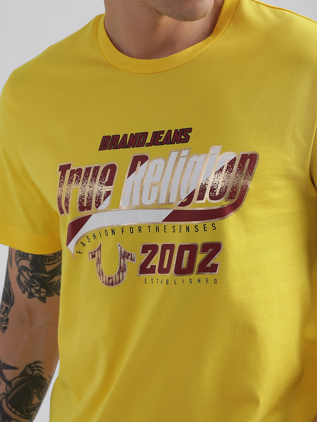 Safety yellow fashion logo regular fit tshirt