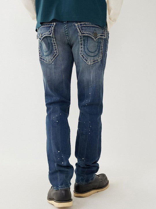 True Religion Mens Super T Geno Skinny Fit Blue Mid Rise Jeans