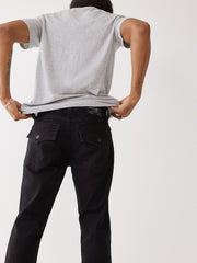 True Religion Mens SN Ricky Straight Fit Black Mid Rise Jeans