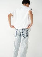 True Religion Men Super T Ricky Straight Fit Light Wash Jeans