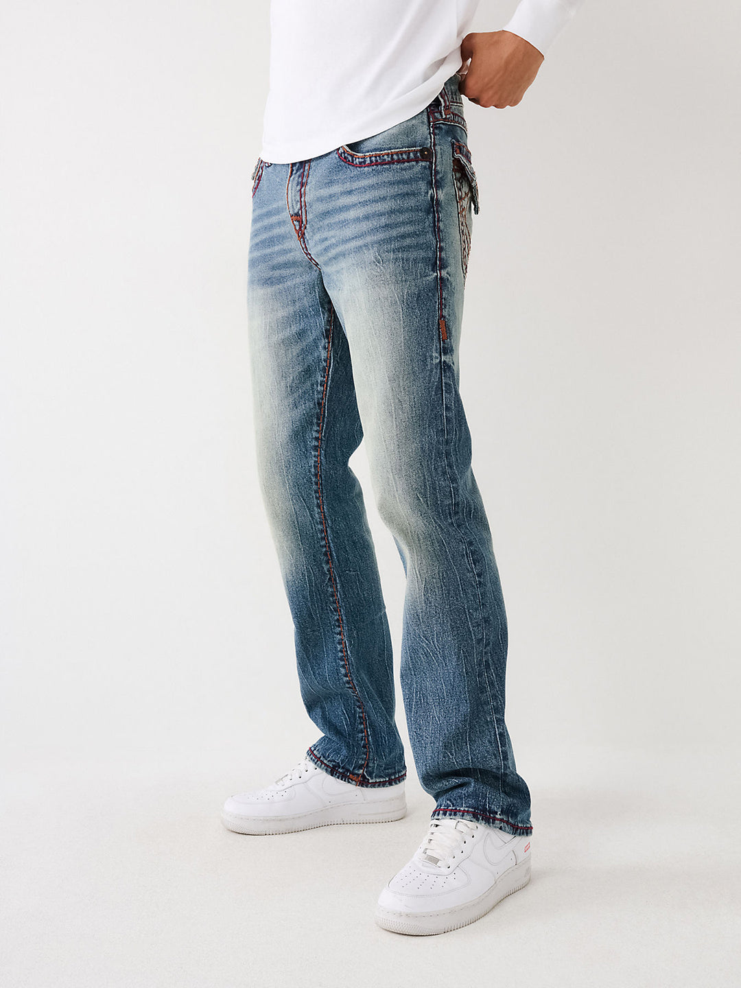 Men super t ricky straight fit medium wash jeans