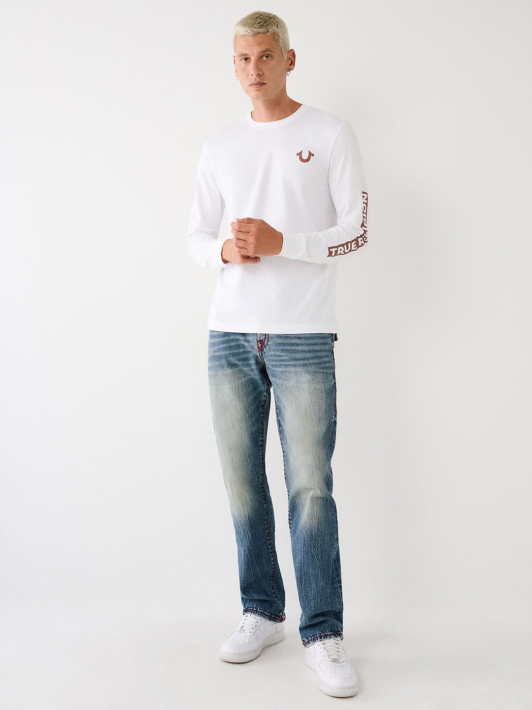Men super t ricky straight fit medium wash jeans