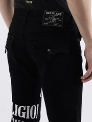 True Religion Mens SN Rocco Slim Fit Black Mid Rise Jeans