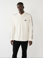 True Religion Men White Solid Polo Collar Full Sleeves Tshirt