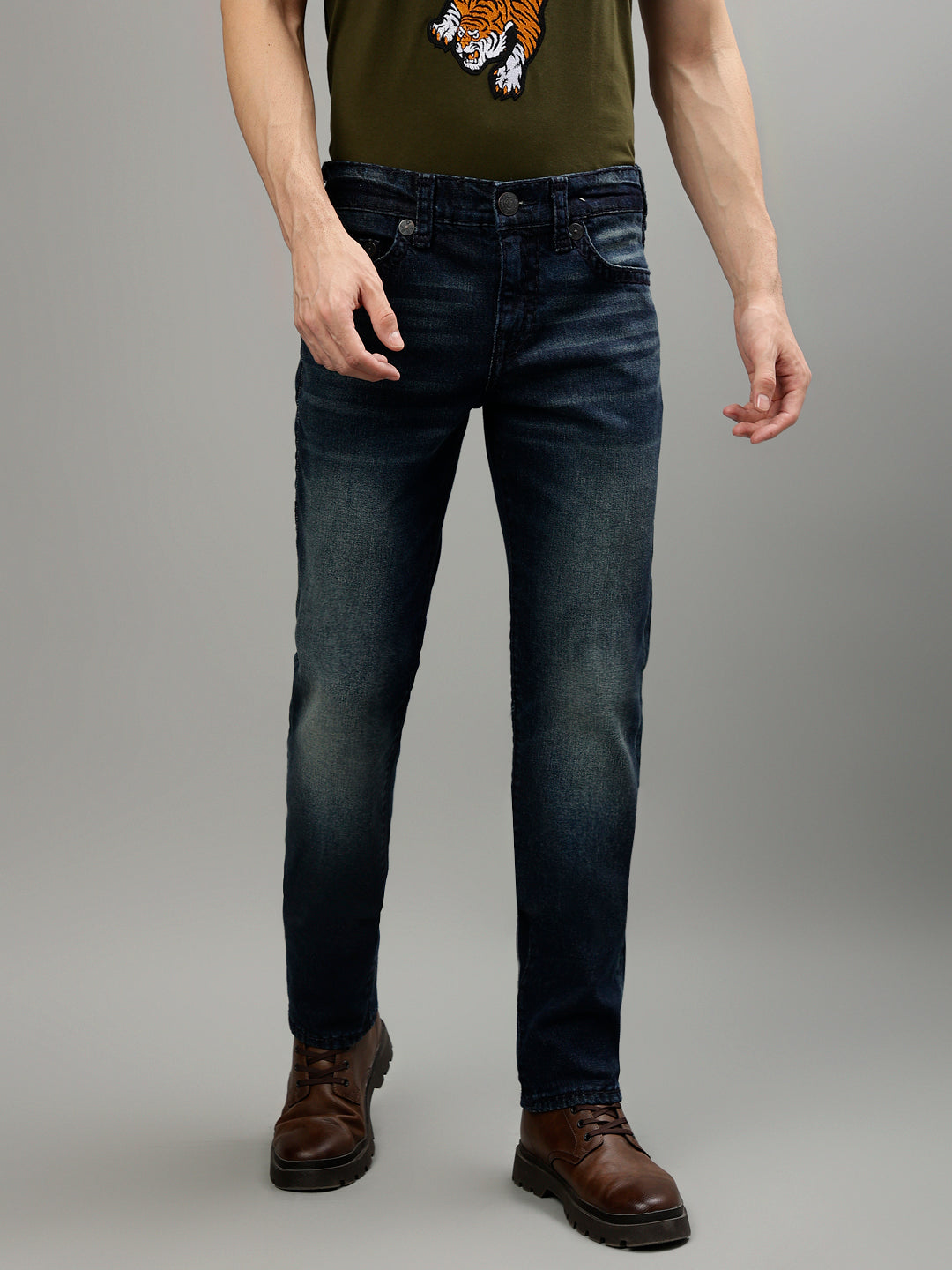Men super t geno skinny fit dark wash jeans