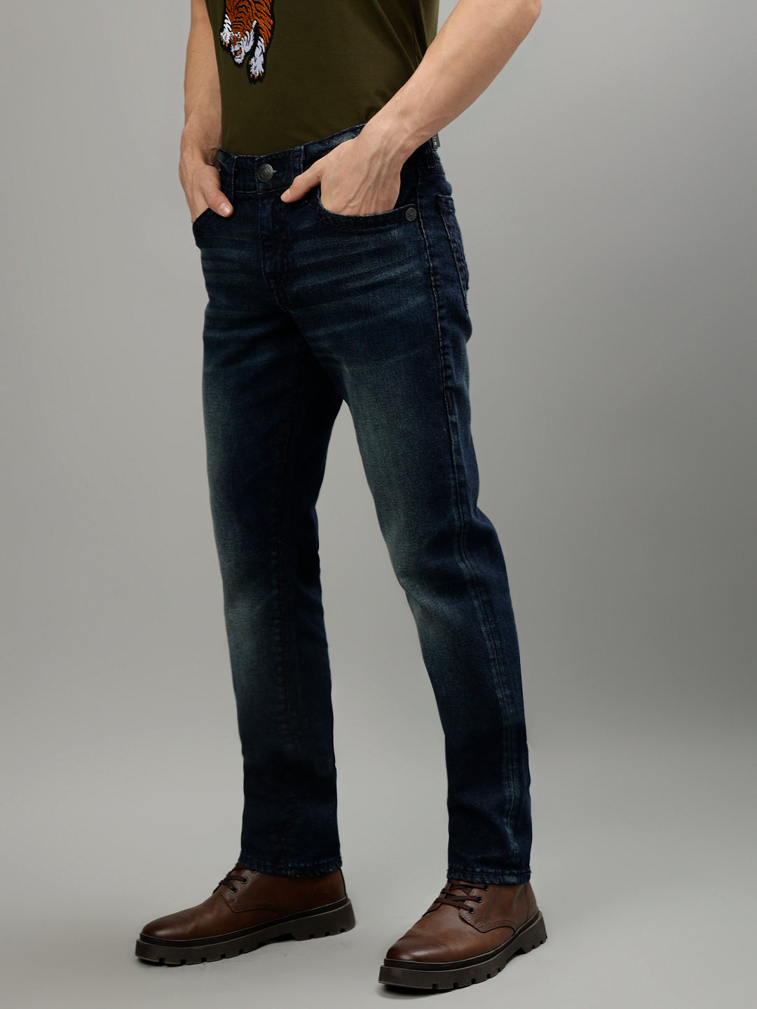 Men super t geno skinny fit dark wash jeans