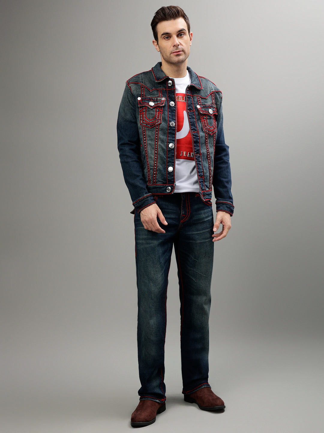 True Religion Men Solid Shirt Collar Full Sleeves Jacket