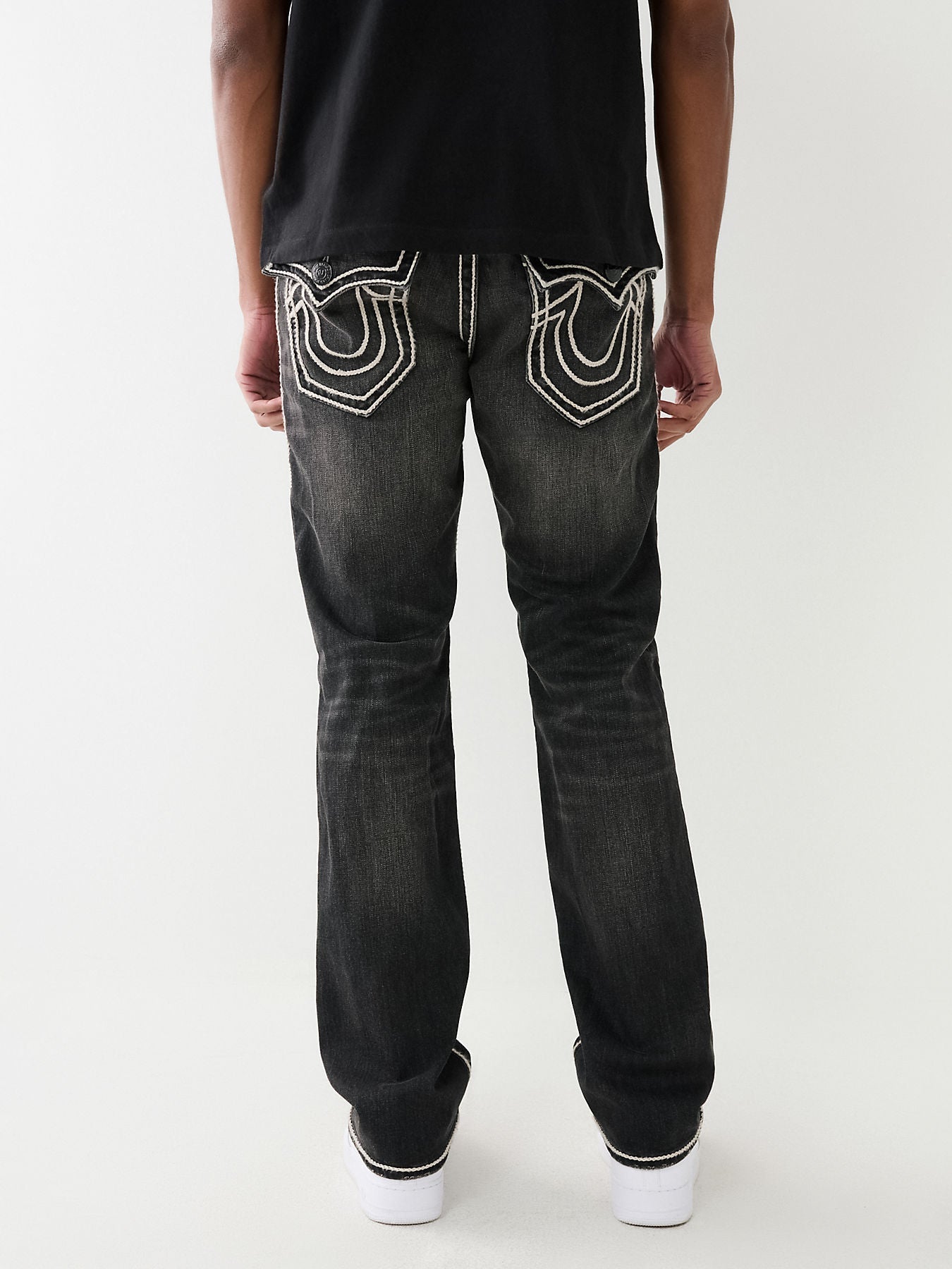 Men rope stitch ricky straight fit mid rise jeans
