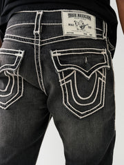 True Religion Men Rope Stitch Ricky Straight Fit Mid Rise Jeans