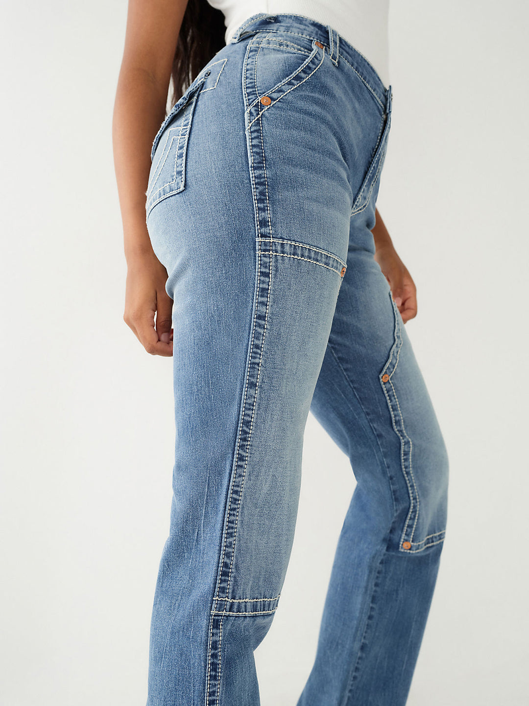 True Religion Women Faded Straight Fit Jeans