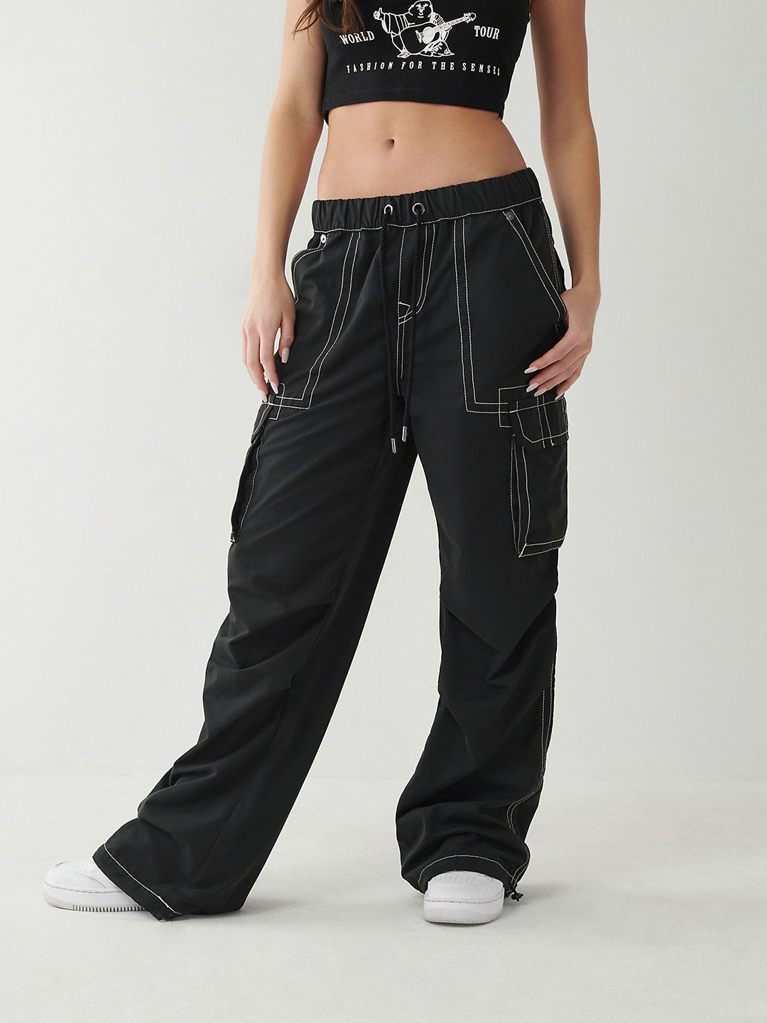 True Religion Women Solid Oversized Jeans