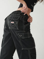 True Religion Womens SN Bobbi Oversize Fit Black Mid Rise Jeans
