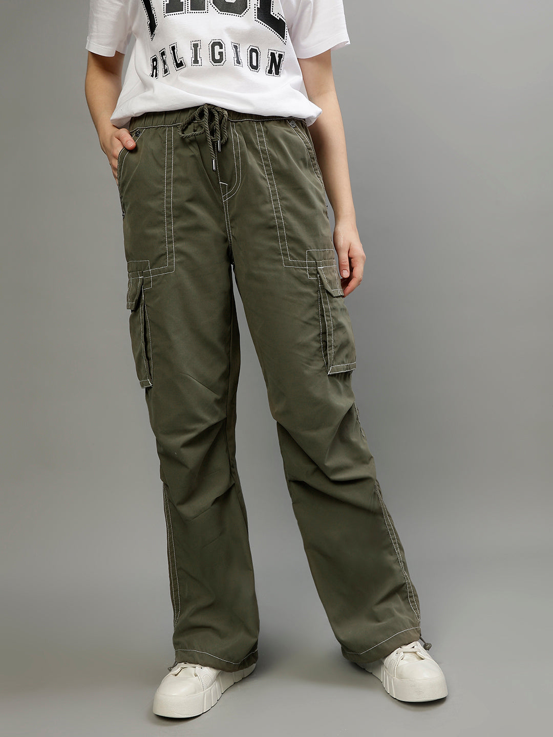 True Religion Women Solid Flared Jeans