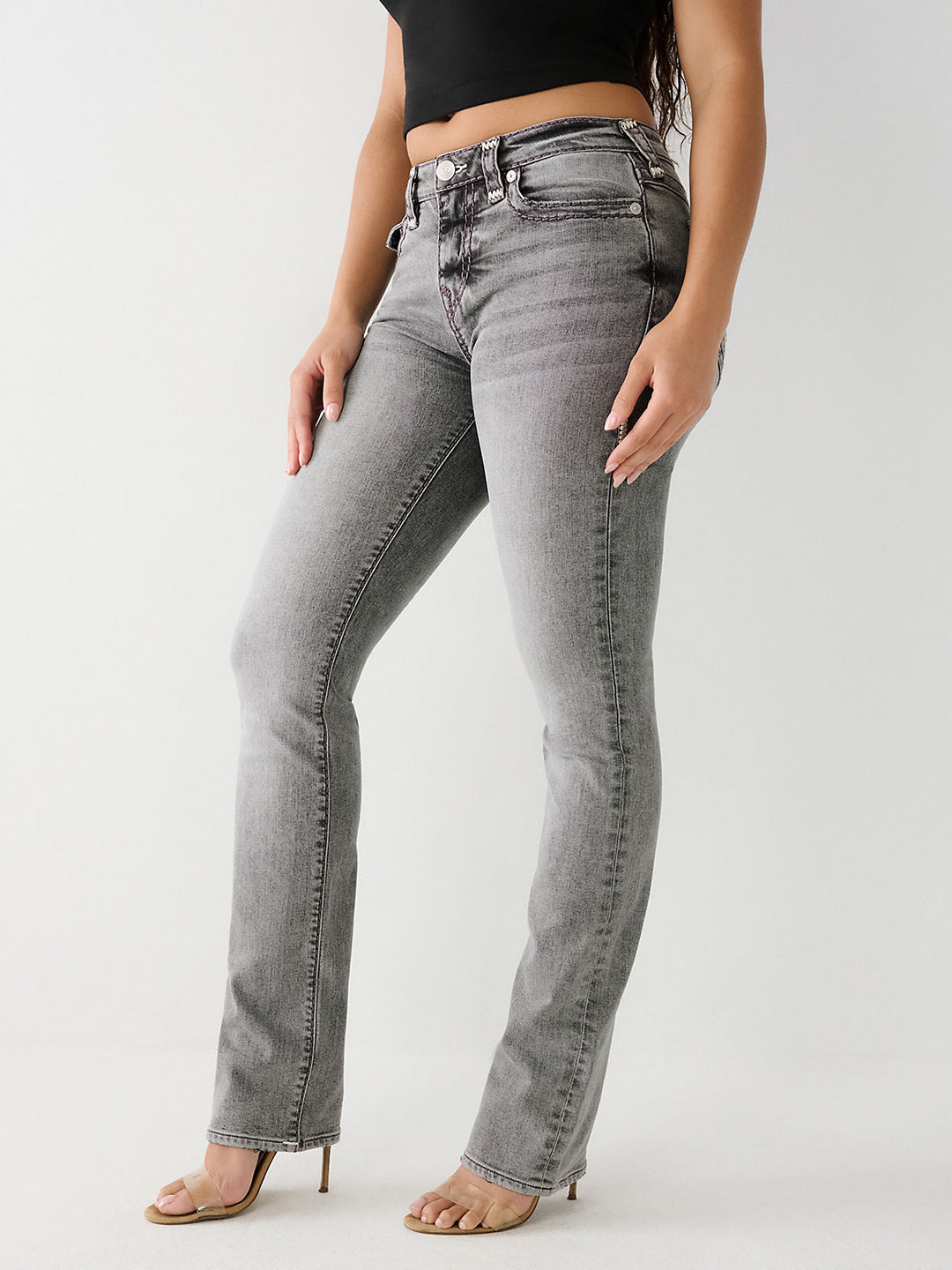 True Religion Women Faded Straight Fit Jeans