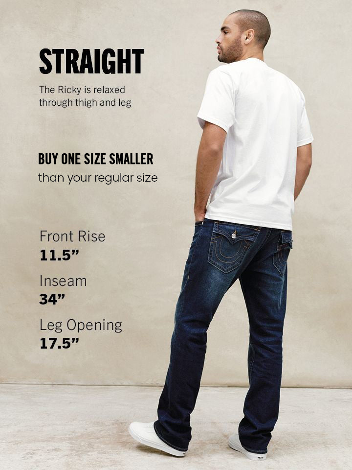 True Religion Men BIG T Ricky Straight Fit Medium Wash Jeans