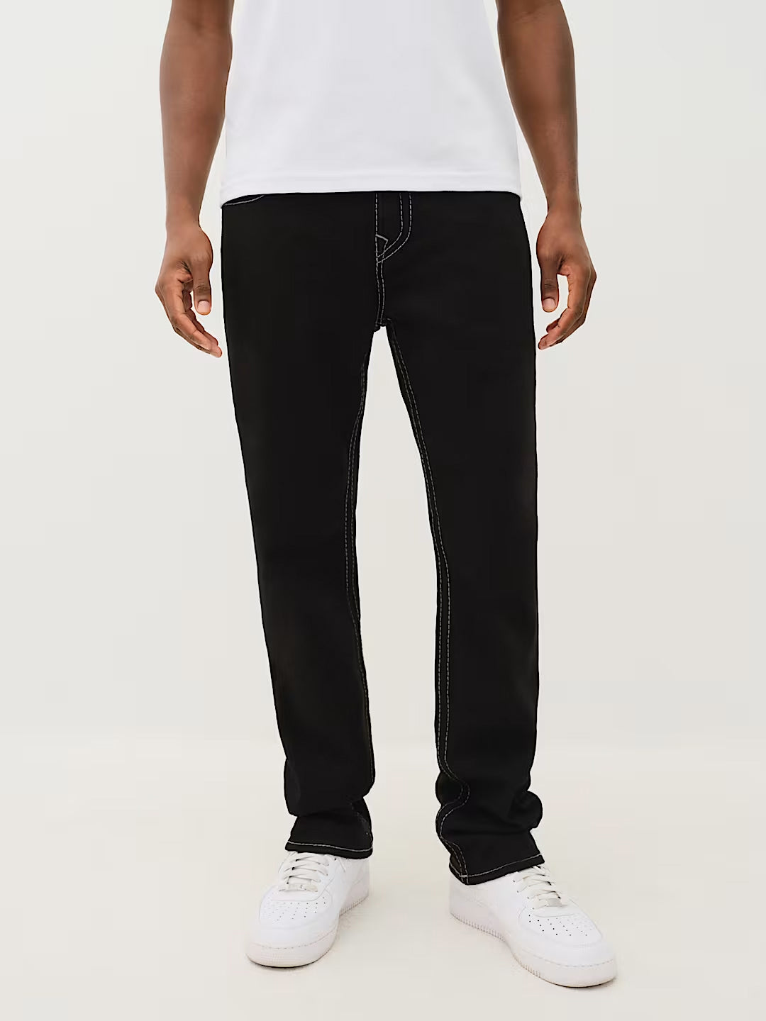 TRUE RELIGION Men Black Ricky Big T Straight Fit Jeans