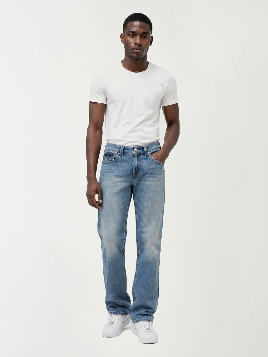 True Religion Blue Cotton Solid Men Jeans