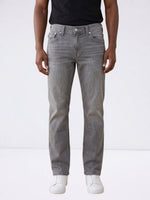 True Religion Men Grey Solid Straight Fit SN Ricky Jeans