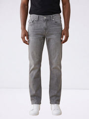 True Religion Men Grey Solid Straight Fit SN Ricky Jeans