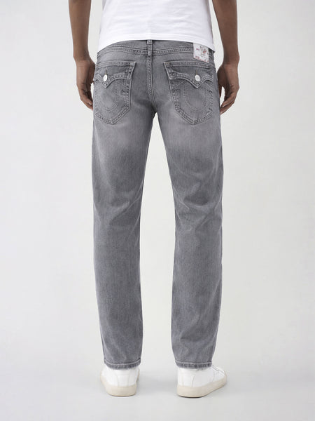 True Religion Men Grey Solid Straight Fit SN Ricky Jeans