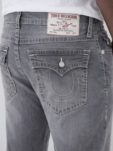 True Religion Men Grey Solid Straight Fit SN Ricky Jeans