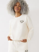 True Religion Women Solid Round Neck Sweatshirt