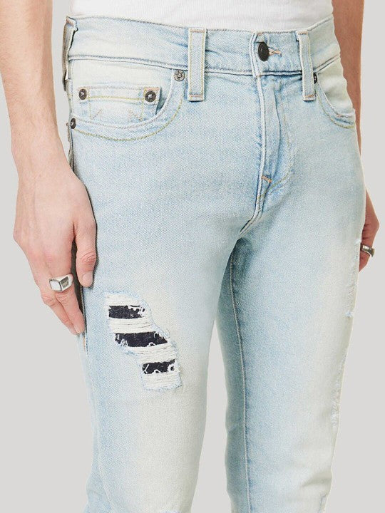 True Religion Mens SN Rocco Slim Fit Blue Mid Rise Jeans