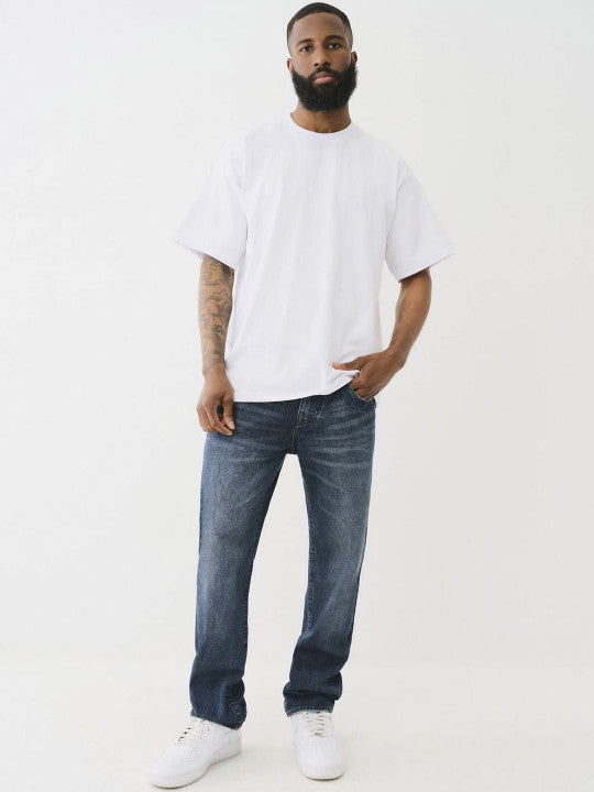 Men cross stitch ricky straight fit dark wash jeans