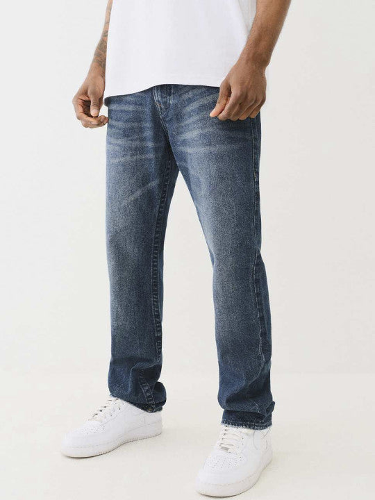 Men cross stitch ricky straight fit dark wash jeans